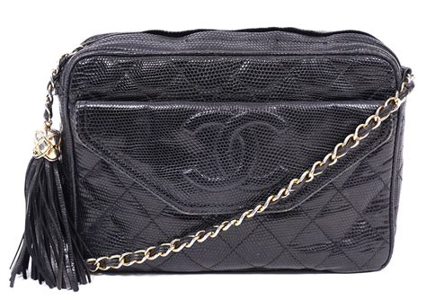 chanel snakeskin bag black